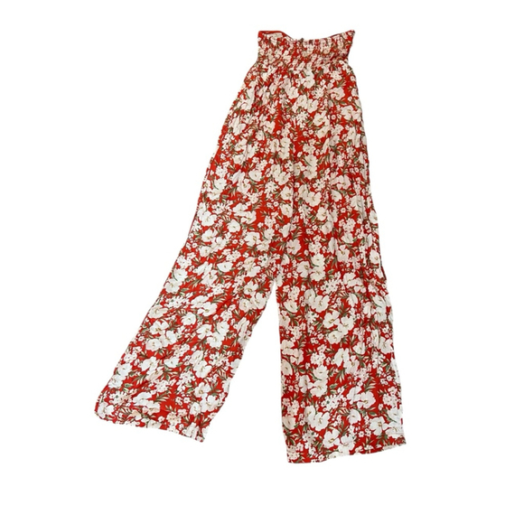 AMERICAN EAGLE Women’s Small Jumpsuit Wide Leg Floral Print Halter Top S - Picture 4 of 10